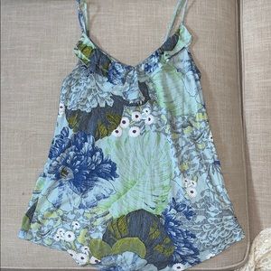 Floral ruffle detail tank